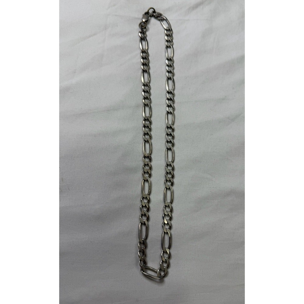 Sterling Silver Men's Italian Figaro Link Chain Necklace (925) 44g 22" Neck